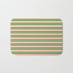 Christmas Stripes Retro Holiday Stripe Pattern in Xmas Green Red Cream  Bath Mat Gallery Image 1