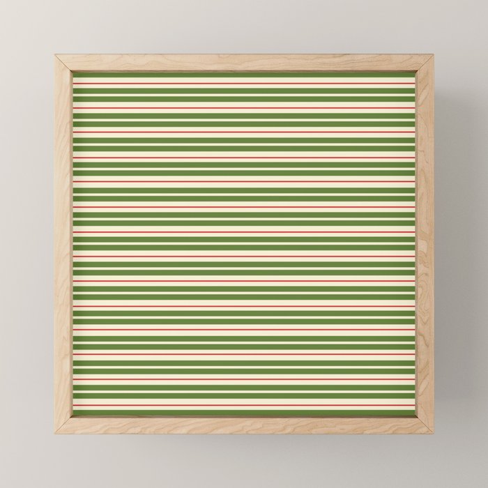 Christmas Stripes Retro Holiday Stripe Pattern in Xmas Green Red Cream  Mini Art Print Gallery Image 1