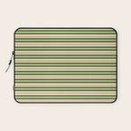 Christmas Stripes Retro Holiday Stripe Pattern in Xmas Green Red Cream  Laptop Sleeve Gallery Image 1