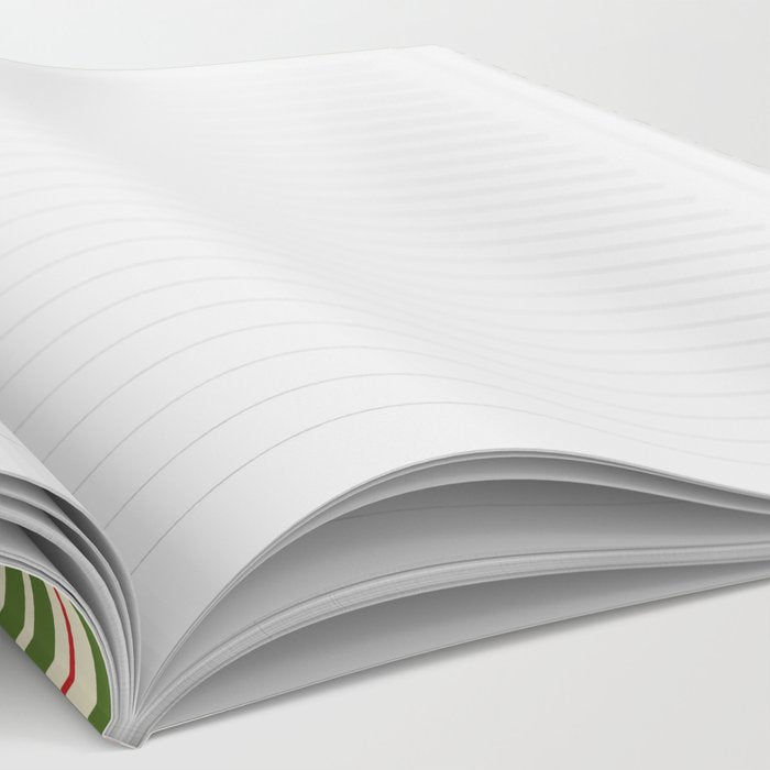 Christmas Stripes Retro Holiday Stripe Pattern in Xmas Green Red Cream  Notebook Gallery Image 2