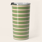 Christmas Stripes Retro Holiday Stripe Pattern in Xmas Green Red Cream  Travel Mug Gallery Image 3