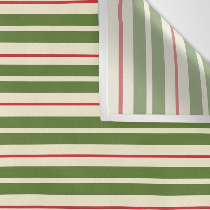 Christmas Stripes Retro Holiday Stripe Pattern in Xmas Green Red Cream  Wall Tapestry Gallery Image 3