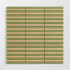 Christmas Stripes Retro Holiday Stripe Pattern in Xmas Green Red Cream  Wood Wall Art Gallery Image 1