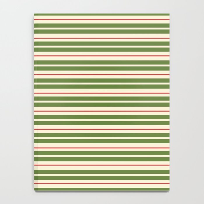 Christmas Stripes Retro Holiday Stripe Pattern in Xmas Green Red Cream  Notebook Gallery Image 4