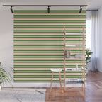 Christmas Stripes Retro Holiday Stripe Pattern in Xmas Green Red Cream  Wall Mural Gallery Image 1