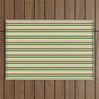 Christmas Stripes Retro Holiday Stripe Pattern in Xmas Green Red Cream  Outdoor Rug Gallery Image 1