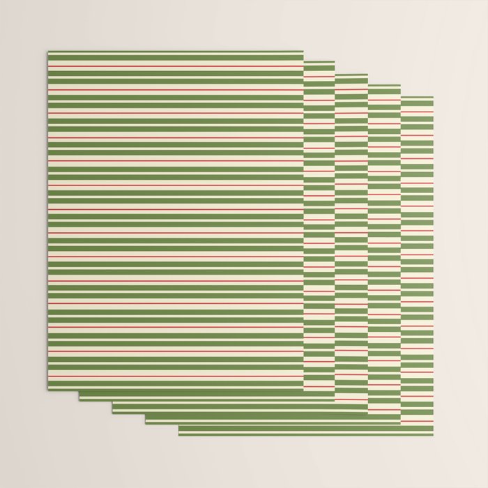 Christmas Stripes Retro Holiday Stripe Pattern in Xmas Green Red Cream  Wrapping Paper Gallery Image 3