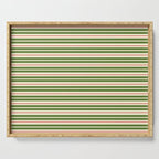 Christmas Stripes Retro Holiday Stripe Pattern in Xmas Green Red Cream  Serving Tray Gallery Image 1