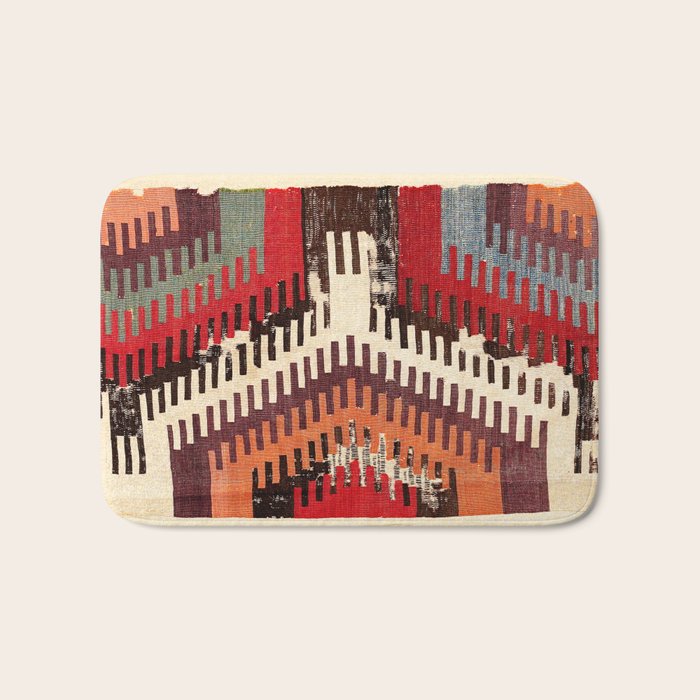 Afyon Central Anatolian Kilim Fragment Print Bath Mat Gallery Image 1