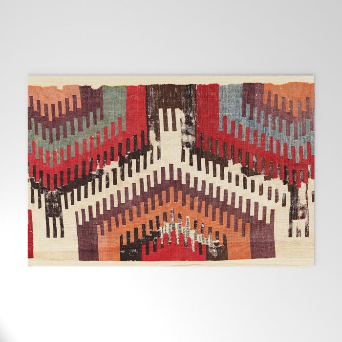 Afyon Central Anatolian Kilim Fragment Print Welcome Mat Gallery Image 1