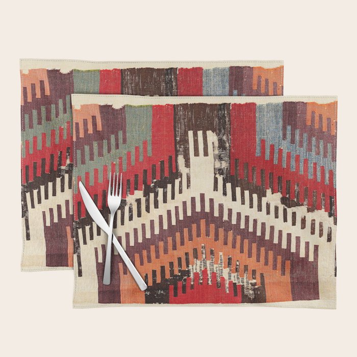Afyon Central Anatolian Kilim Fragment Print Placemat Gallery Image 1