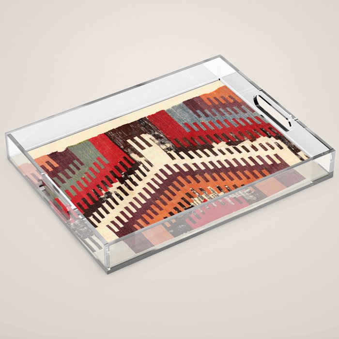 Afyon Central Anatolian Kilim Fragment Print Acrylic Tray Gallery Image 1