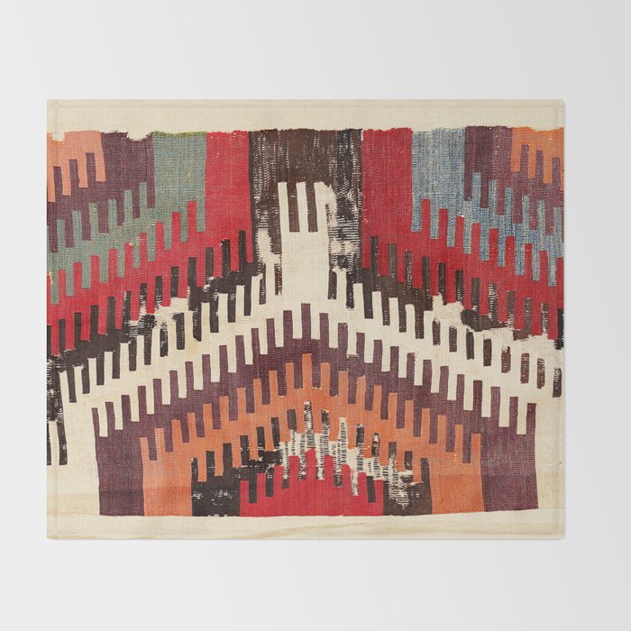 Afyon Central Anatolian Kilim Fragment Print Throw Blanket Gallery Image 2