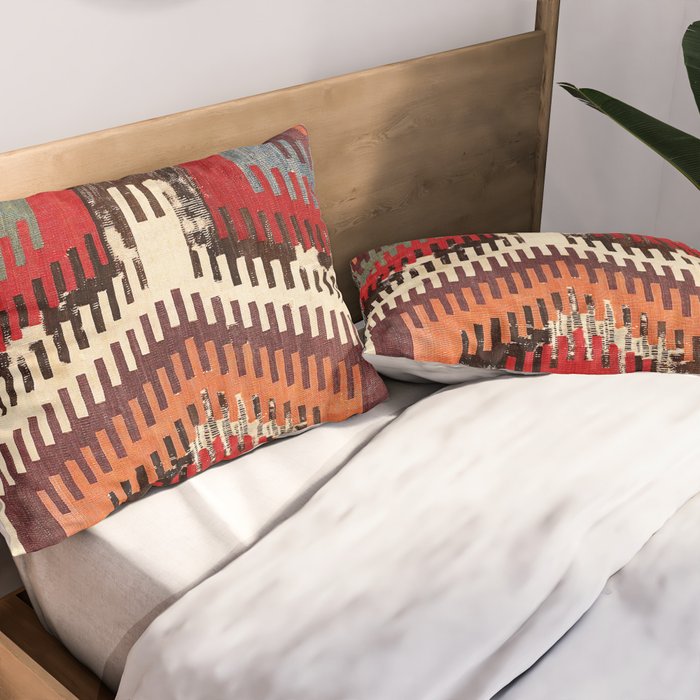 Afyon Central Anatolian Kilim Fragment Print Pillow Sham Gallery Image 2
