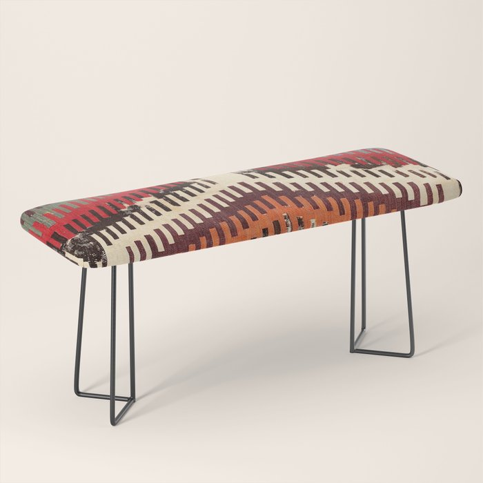 Afyon Central Anatolian Kilim Fragment Print Bench Gallery Image 1