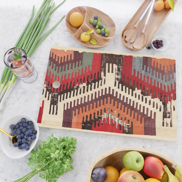 Afyon Central Anatolian Kilim Fragment Print Cutting Board Gallery Image 2