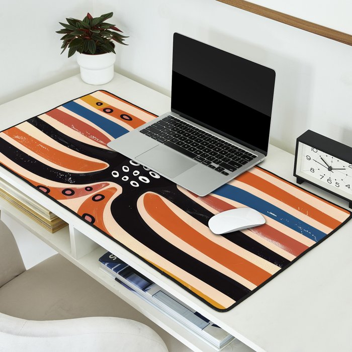 Abstract Octopus with Retro Lines Desk Mat Gallery Image 2