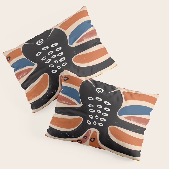 Abstract Octopus with Retro Lines Pillow Sham Gallery Image 3