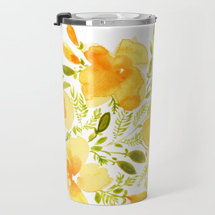Watercolor California poppies (Quad set, #1) Travel Mug Gallery Image 3