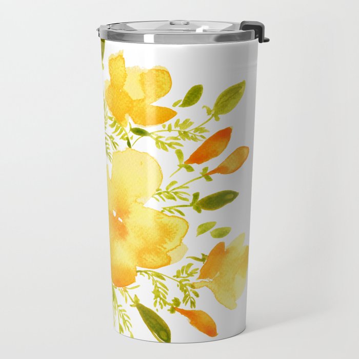 Watercolor California poppies (Quad set, #1) Travel Mug Gallery Image 2