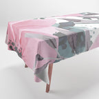 Floral Watercolor, Pink and Gray, Watercolor Print Tablecloth Gallery Image 1