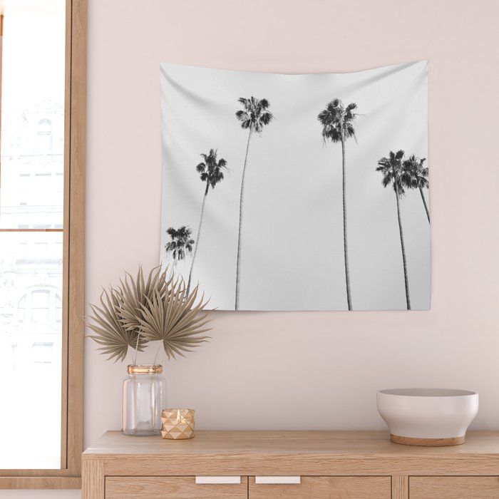 Black & White Palms Wall Tapestry Gallery Image 2