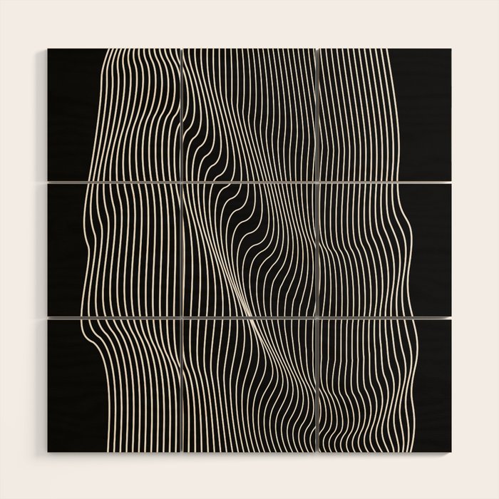 Minimal curves black Wood Wall Art Gallery Image 1