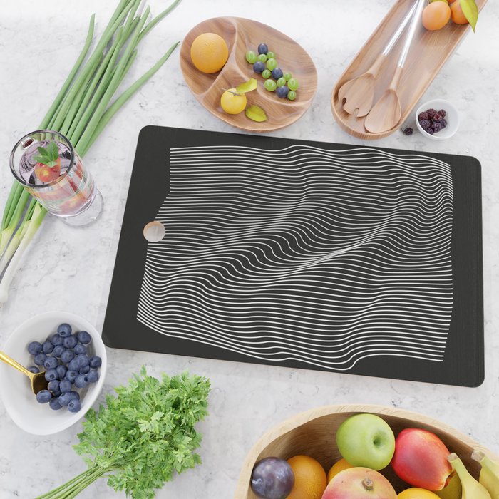 Minimal curves black Cutting Board Gallery Image 2