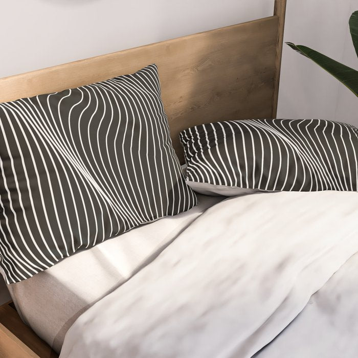 Minimal curves black Pillow Sham Gallery Image 2