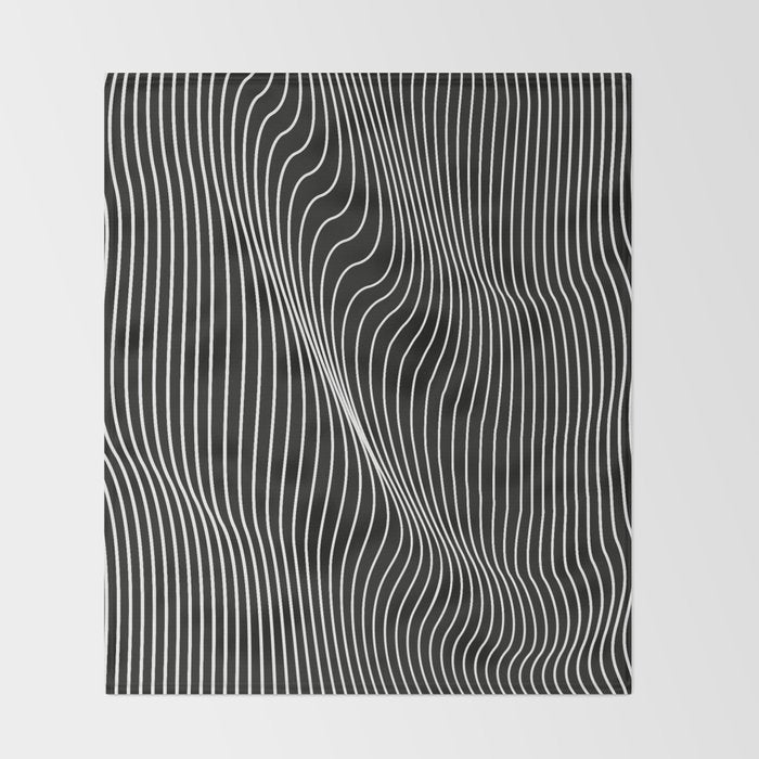 Minimal curves black Throw Blanket Gallery Image 2