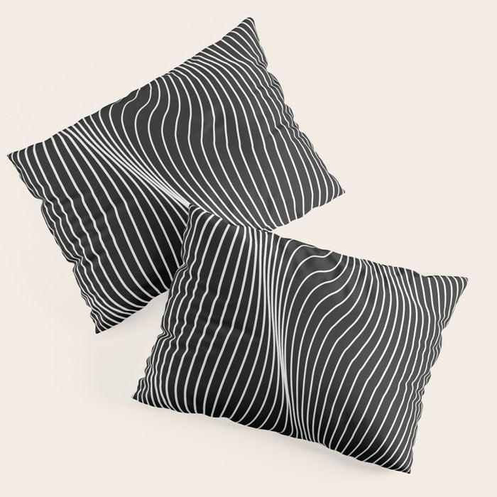 Minimal curves black Pillow Sham Gallery Image 1