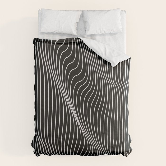Minimal curves black Duvet Cover Gallery Image 1