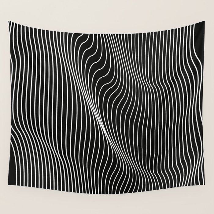 Minimal curves black Wall Tapestry Gallery Image 1