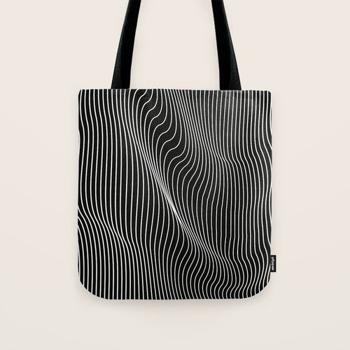 Minimal Curves Black Tote Bag Gallery Image 1