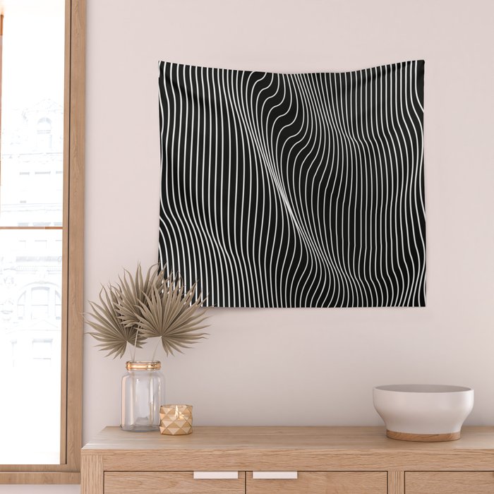 Minimal curves black Wall Tapestry Gallery Image 2