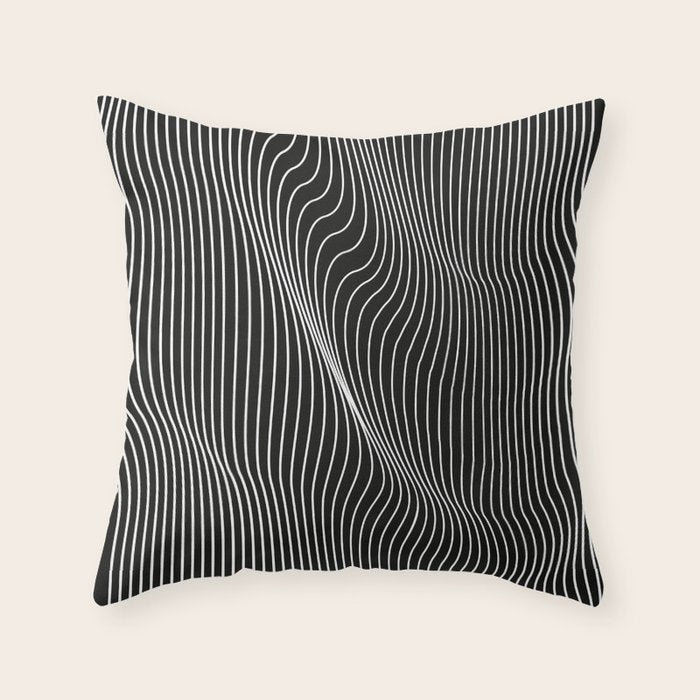 Minimal curves black Throw Pillow Gallery Image 6