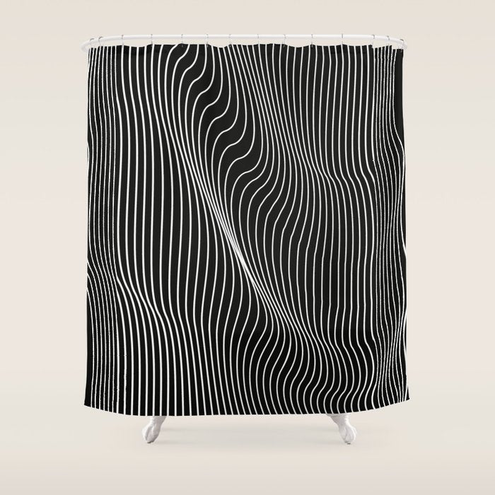 Minimal curves black Shower Curtain Gallery Image 1