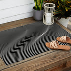Minimal curves black Outdoor Rug Gallery Image 2