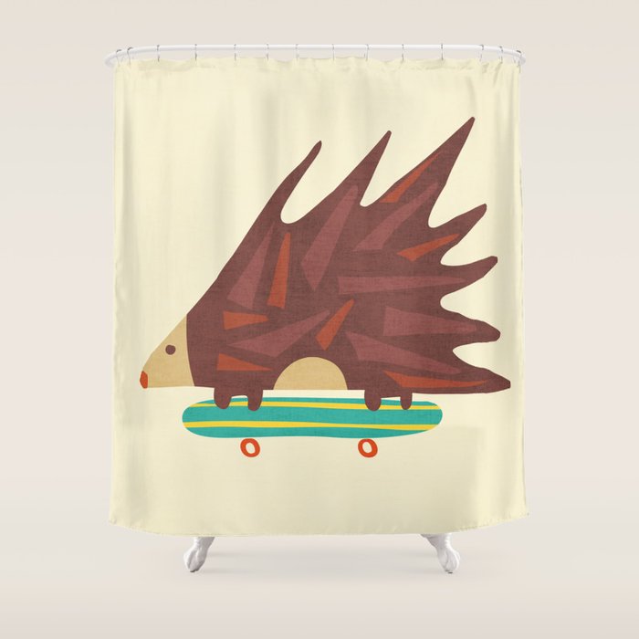 Hedgehog in hair raising speed Shower Curtain Gallery Image 1