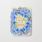 The Earth Laughs in Flowers - Gold & Blue Bath Mat Gallery Image 1
