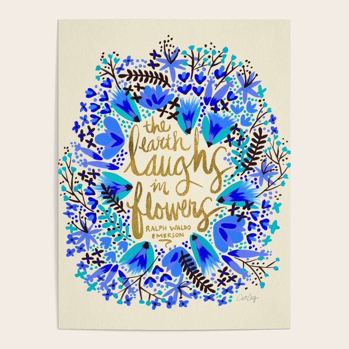 The Earth Laughs in Flowers - Gold & Blue Poster Gallery Image 1