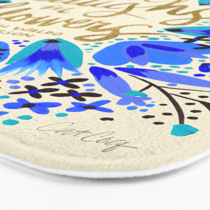 The Earth Laughs in Flowers - Gold & Blue Bath Mat Gallery Image 3