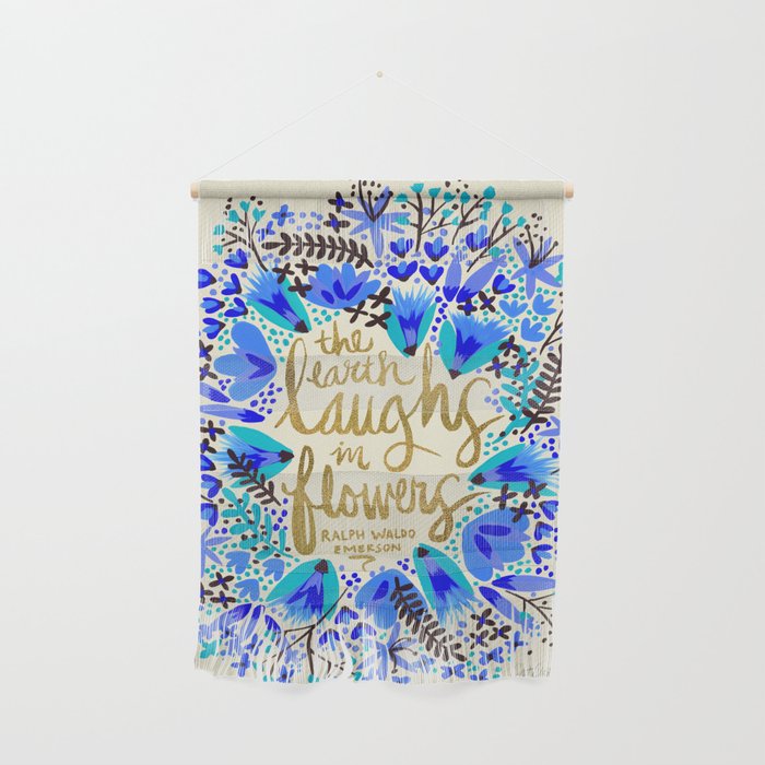 The Earth Laughs in Flowers - Gold & Blue Wall Hanging Gallery Image 1