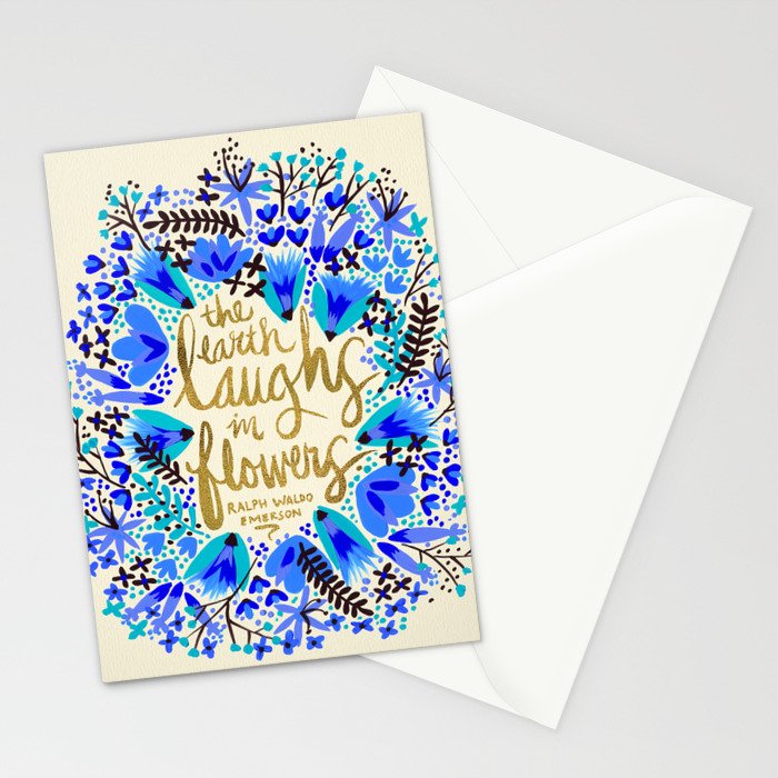 The Earth Laughs in Flowers - Gold & Blue Stationery Card Gallery Image 2