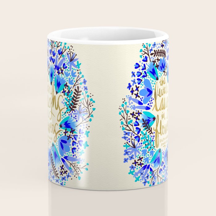 The Earth Laughs in Flowers - Gold & Blue Coffee Mug Gallery Image 4