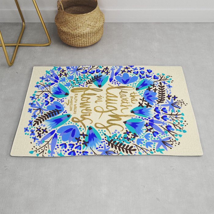 The Earth Laughs in Flowers - Gold & Blue Rug Gallery Image 1