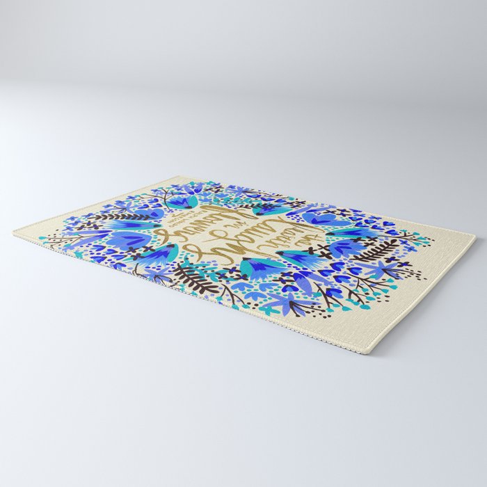The Earth Laughs in Flowers - Gold & Blue Rug Gallery Image 3