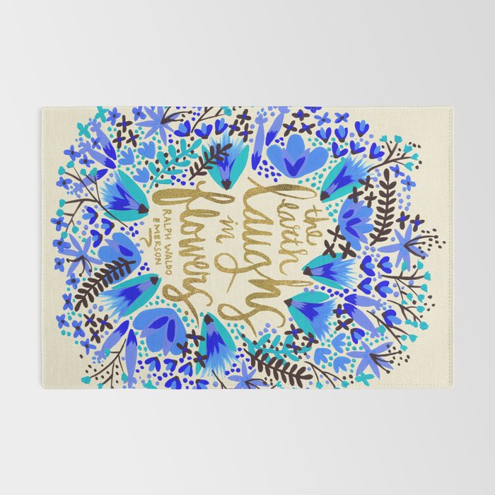 The Earth Laughs in Flowers - Gold & Blue Rug Gallery Image 2