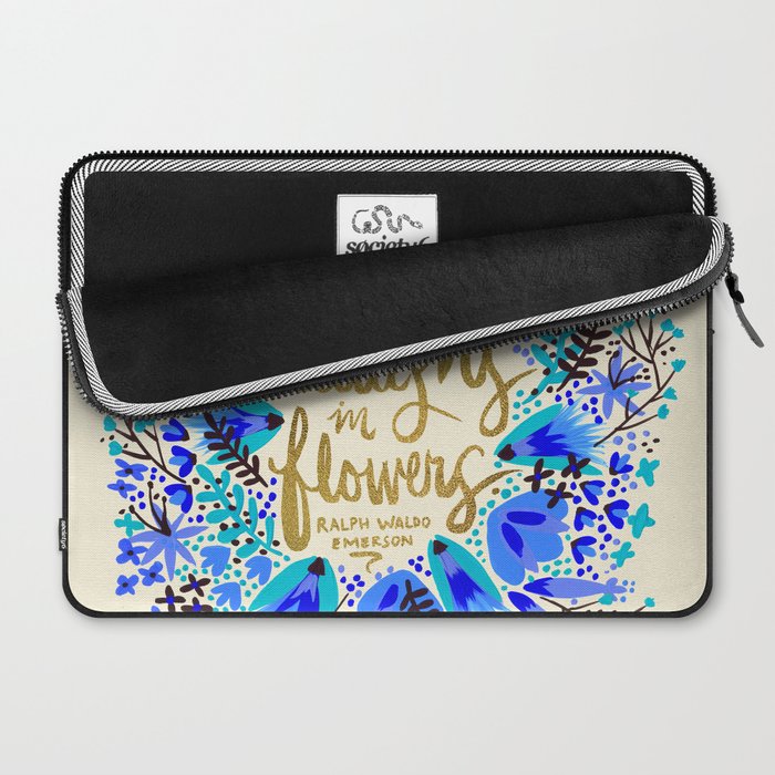 The Earth Laughs in Flowers - Gold & Blue Laptop Sleeve Gallery Image 2