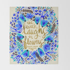 The Earth Laughs in Flowers - Gold & Blue Throw Blanket Gallery Image 2